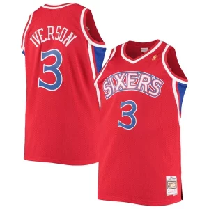 Allen Iverson Philadelphia 76ers 1996/97 Big & Élégant Tall Hardwood Classics Swingman Jersey Red/Black/Royal/White