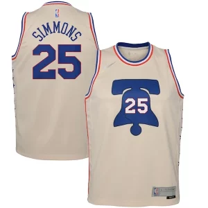 Ben Simmons Philadelphia 76ers Nike Youth 2020/21 Swingman Player Jersey Cream Earned Edition Premium