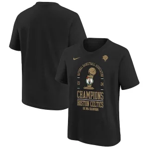 Boston Celtics Nike Youth 18 Time NBA Finals Champions Locker Personalisable Room T Shirt Black