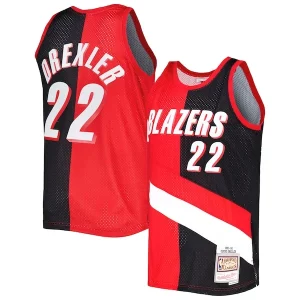Clyde Drexler Portland Trail Blazers Hardwood Classics 1991/92 Haut de gamme Split Swingman Jersey Red/Black