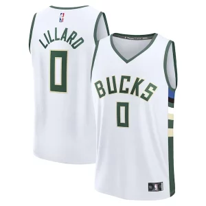 Damian Lillard Milwaukee Captivant Bucks Fast Break Replica Player Jersey Association Edition White