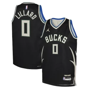Damian Lillard Milwaukee Bucks Jordan Brand Youth Swingman Jersey Distingué Statement Edition Black