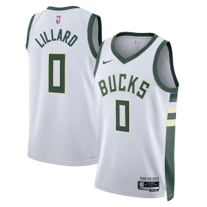 Damian Lillard Milwaukee Bucks Nike Distingué Unisex Fear The Deer Swingman Player Jersey Association Edition White