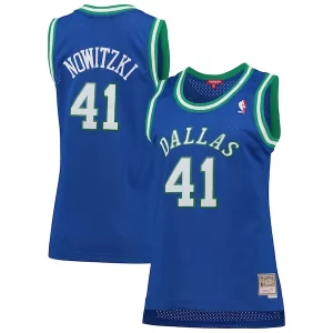 Dirk Nowitzki Dallas Uniques Mavericks Women's Hardwood Classics Swingman Jersey Blue