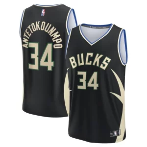 Giannis Antetokounmpo Milwaukee Bucks Fast Break Replica Player Jersey Statement Edition Black Notable
