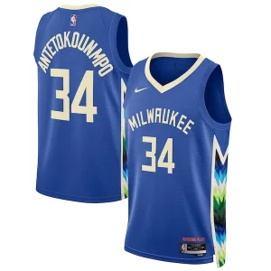 Giannis Antetokounmpo Milwaukee Bucks Nike Stylish Unisex 2022/23 Swingman Jersey City Edition Royal
