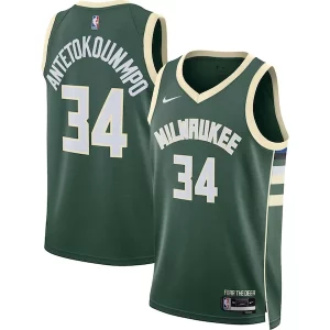Giannis Antetokounmpo Milwaukee Bucks Nike Unisex Dashing Swingman Jersey Icon Edition Hunter Green/White