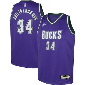 Giannis Antetokounmpo Milwaukee Bucks Nike Youth 2022/23 Swingman Jersey Purple Classic Premium Edition