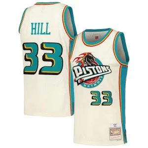 Grant Hill Detroit Tendance Pistons Chainstitch Swingman Jersey Cream