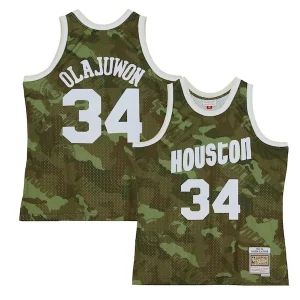 Hakeem Olajuwon Collectible Houston Rockets Hardwood Classics 1993/94 Ghost Green Swingman Jersey Camo