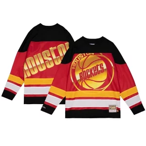 Houston Rockets Women's Hardwood Classics Big Face 4.0 Hockey Jersey Red Exceptionnel