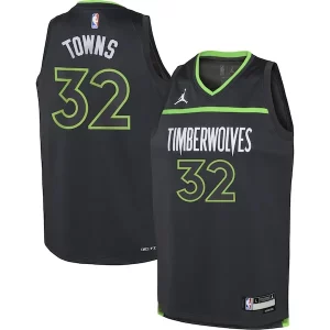 Karl Anthony Towns Minnesota Timberwolves Jordan Brand Youth Swingman Haut de gamme Jersey Statement Edition Black