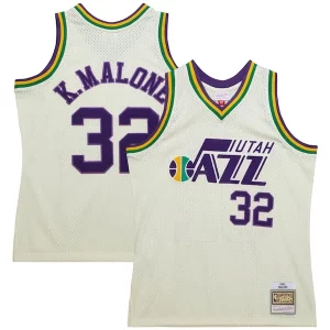 Karl Malone Utah Jazz Chainstitch Classique Swingman Jersey Cream