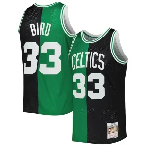 Larry Bird Boston Celtics Hardwood Classics Exceptionnel 1985/86 Split Swingman Jersey Black/Kelly Green
