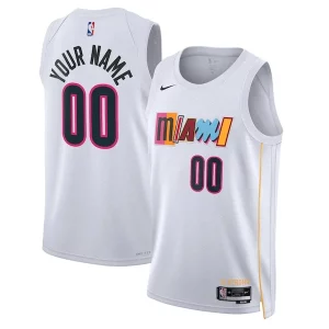 Miami Heat Nike Unisex 2022/23 Swingman Custom Jersey City Edition White Éclatant