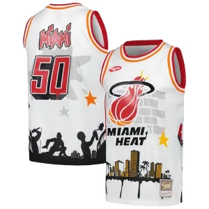 Miami Heat Moderne x Tats Cru Hardwood Classics Fashion Jersey White