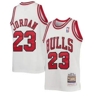 Michael Jordan Chicago Bulls Youth 1997/98 Hardwood Classics Authentic Élégant Jersey White/Black/Red