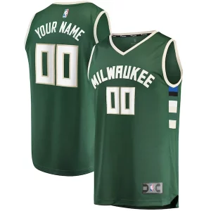 Milwaukee Bucks Youth Fast Break Custom Replica Jersey Exclusif Hunter Green Icon Edition