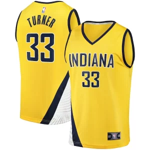 Myles Turner Indiana Unique Pacers Fast Break Replica Jersey Statement Edition Gold