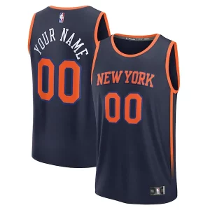 New York Knicks Custom Personalisable Fast Break Jersey Navy Statement Edition