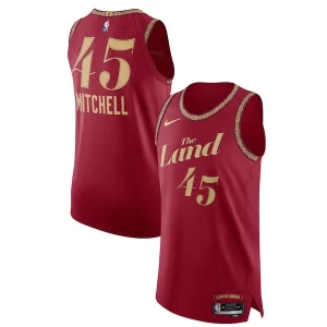 Nike Donovan Mitchell Cleveland Cavaliers Exquisite Authentic Jersey City Edition Wine