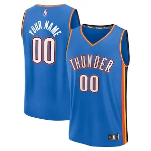 Oklahoma City Admirable Thunder Fast Break Custom Replica Jersey Icon Edition Blue