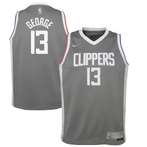 Paul George LA Clippers Nike Youth 2020/21 Swingman Player Jersey Gray Earned Edition Vibrant
