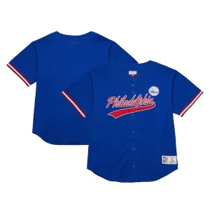 Philadelphia 76ers Hardwood Collectible Classics On The Clock Mesh Fashion Baseball Jersey Royal
