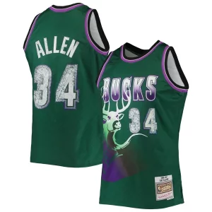 Ray Allen Milwaukee Bucks 1996/97 Hardwood Classics NBA Confortable 75th Anniversary Diamond Swingman Jersey Green