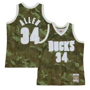 Ray Allen Milwaukee Bucks Hardwood Classics 2000/01 Ghost Green Swingman Jersey Vibrant Camo