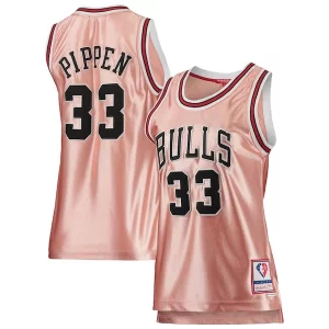 Scottie Pippen Chicago Bulls Women's 75th Anniversary Rose Gold 1997 Élégant Swingman Jersey Pink