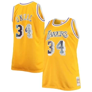 Shaquille O'Neal Los Angeles Lakers Big & Tall 1996 97 NBA 75th Anniversary Diamond Swingman Jersey Gold Luxueux