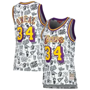 Shaquille O'Neal Los Angeles Lakers Women's 1996 Superbe Doodle Swingman Jersey White