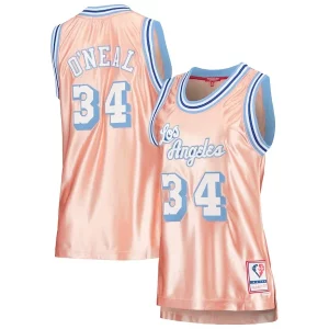 Shaquille O'Neal Los Angeles Lakers Women's 75th Anniversary Rose Moderne Gold 1996 Swingman Jersey Pink