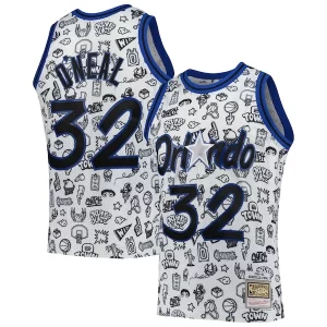 Shaquille O'Neal Orlando Magic 1994/95 Unique Hardwood Classics Doodle Swingman Player Jersey White