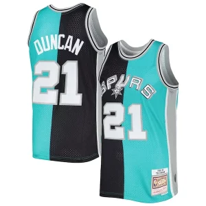 Tim Duncan San Antonio Spurs Hardwood Classics Bold 1998/99 Split Swingman Jersey Black/Teal