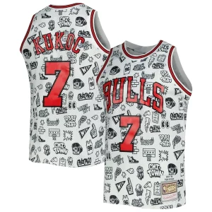 Toni Kukoc Vibrant Chicago Bulls 1997/98 Hardwood Classics Doodle Swingman Jersey White