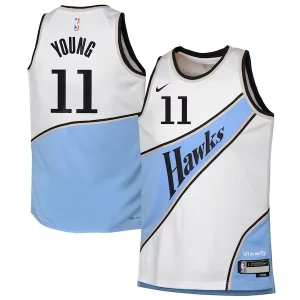 Trae Young Atlanta Tendance Hawks Nike Youth 2024/25 Swingman Player Jersey City Edition White