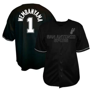 Victor Wembanyama San Antonio Spurs Profile Big & Tall Distingué Name & Number Button Up Jersey Black
