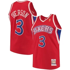 Allen Iverson Philadelphia 76ers 1996/97 Hardwood Classics Authentic Jersey Commémoratif Red/Black/White