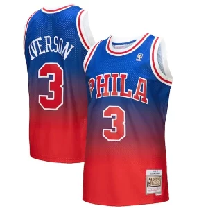 Allen Iverson Philadelphia 76ers 1996/97 Hardwood Classics Fadeaway Bold Swingman Player Jersey Red/Royal