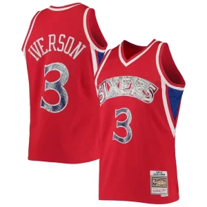 Allen Iverson Philadelphia 76ers 1996/97 Bold Hardwood Classics NBA 75th Anniversary Diamond Swingman Jersey Red