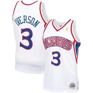 Allen Iverson Philadelphia 76ers 1996/97 Hardwood Classics Notable Swingman Jersey White/Red/Royal/Black
