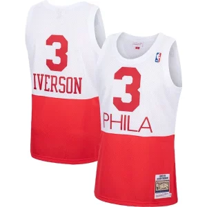 Allen Iverson Philadelphia 76ers Éclatant 2003/04 Hardwood Classics Authentic Jersey White/Black/Red