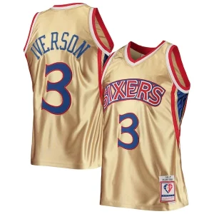 Allen Premium Iverson Philadelphia 76ers 75th Anniversary 1996/97 Hardwood Classics Swingman Jersey Gold