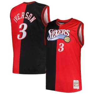 Allen Iverson Philadelphia 76ers Big & Tall Hardwood Classics 2000/01 Split Unique Swingman Jersey Black/Red