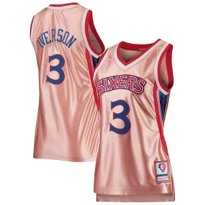Allen Iverson Philadelphia 76ers Women's 75th Anniversary Rose Gold Charming 1996 Swingman Jersey Pink