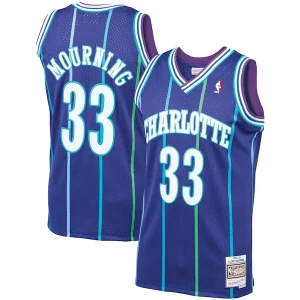 Alonzo Mourning Charlotte Hornets Confortable 1994/95 Hardwood Classics Swingman Jersey Purple