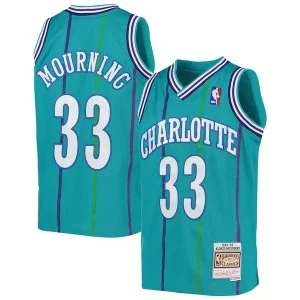 Alonzo Mourning Charlotte Hornets Youth 1992/93 Charming Hardwood Classics Swingman Jersey Teal