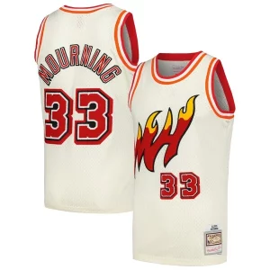 Alonzo Mourning Miami Heat Chainstitch Tendance Swingman Jersey Cream